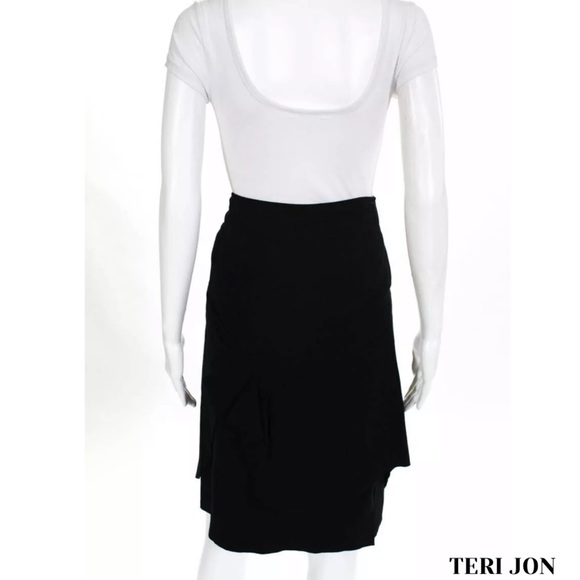 TERI JON Classy Blk Layered Straight A-Line Skirt - Picture 3 of 5